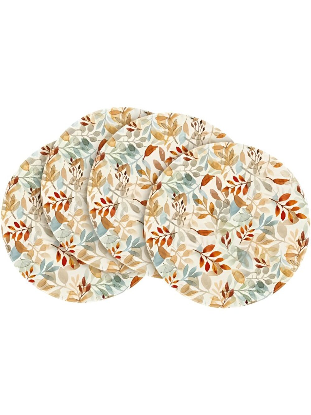 Leaves Round Fall Placemats Set of 4, 15 Inch Thanksgiving Round Table Mats